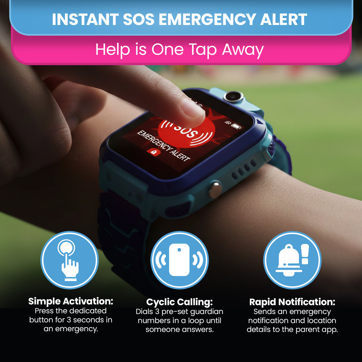 Tikko Smart Pro kids' smartwatch GPS location and safe zones