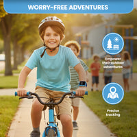 Child using the Tikko Smart Pro kids' smartwatch outdoors